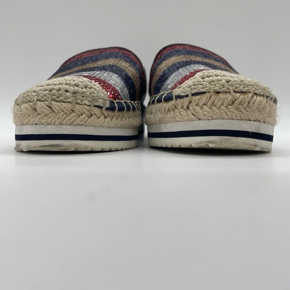 Tommy Hilfiger Womens 6.5 Shoes Flats Corliss‎ 2 American Flag Sequin Espadrille